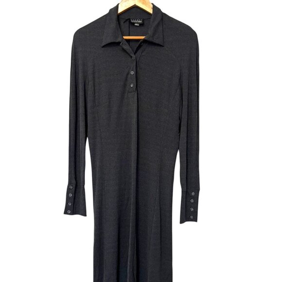 MARINA SPADAFORA Italy Shirt Dress NWT Dark Charcoal 4 Button Cuff Size 8 Med - Picture 1 of 8
